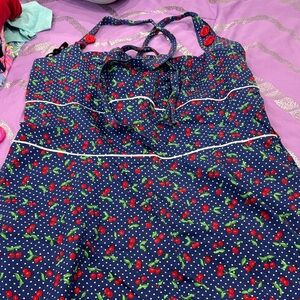 Torrid Navy Blue Cherry Print halter Dress